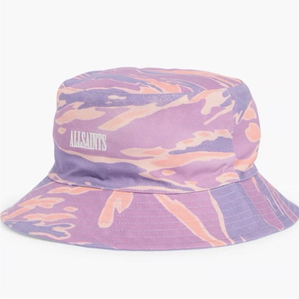 AllSaints Solar Camo Purple and Pink Bucket Hat NWOT